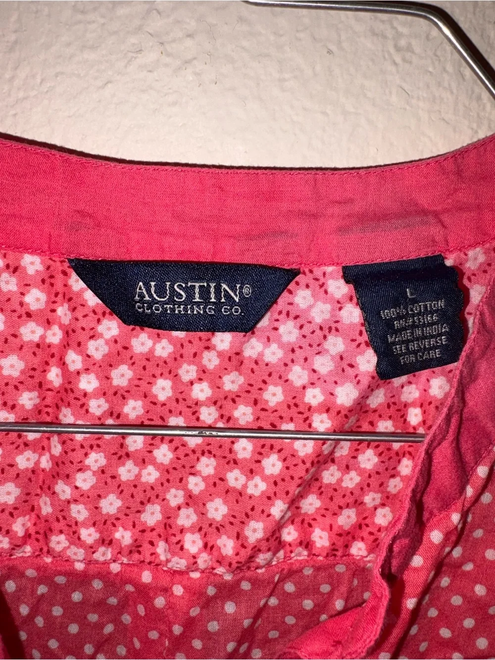 Austin Clothing Co. Coral Pink Short-Sleeve Button Front Top
